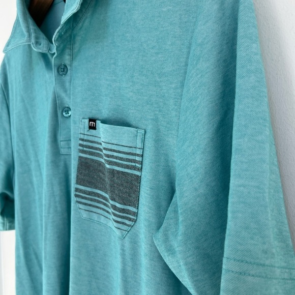 Travis Mathew Men’s Golf Polo Shirt Green with Pocket - Picture 3 of 7
